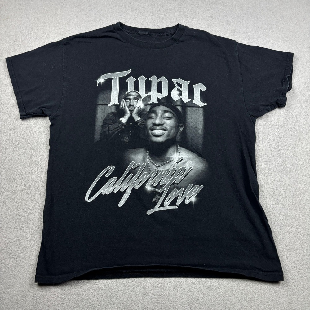 Bravado Tupac Shakur California Love Graphic T-Shirt Mens Large Black Rap Tee